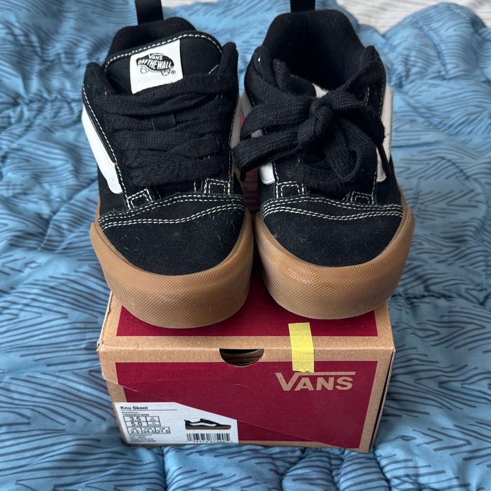 Vans Kids Black & White Sneakers with Gum Sole